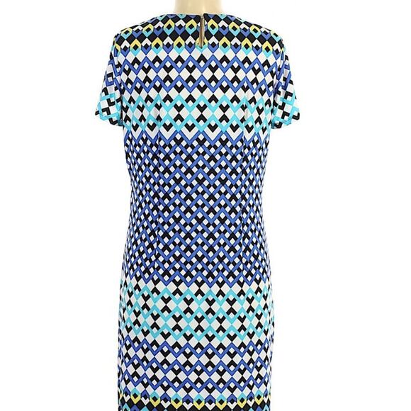 Maggy London Geometric Silky Shift Dress Diamond Print Colorful Geo Office - Picture 7 of 7
